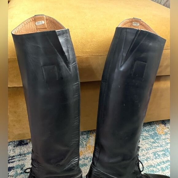 Equestrian Tall Leather Authentic Riding Boots Black 8 - Picture 4 of 12